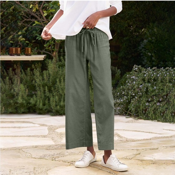 Old Navy linen-blend wide-leg pants in olive green NWT Size XL SP17 - Picture 4 of 11